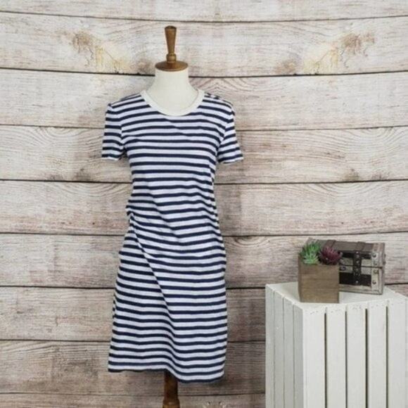LOFT Lou & Grey Striped T-Shirt Dress Navy XS - Picture 1 of 3